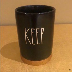 Rae Dunn Black Ceramic Bathroom KEEP Cup